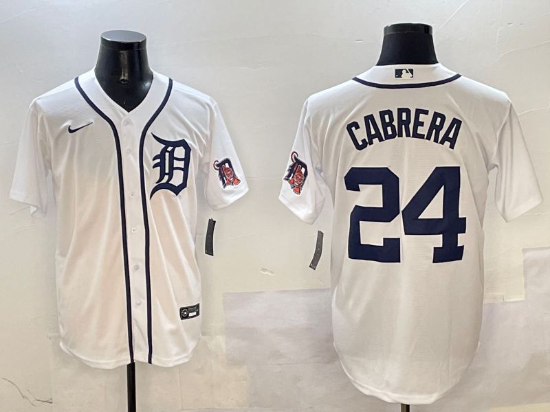 Men Detroit Tigers #24 Cabrera White Game 2025 Nike MLB Jersey style 1->detroit tigers->MLB Jersey